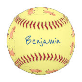 かわいいハッピージャンプ落花生の漫画イラストレーション 野球ボール (正面)