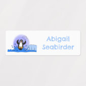 かわいいハッピージャンペンギンの漫画パーソナライズされた ラベル (デザイン1)