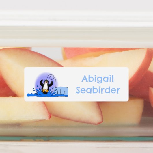 かわいいハッピージャンペンギンの漫画パーソナライズされた ラベル (貼付)
