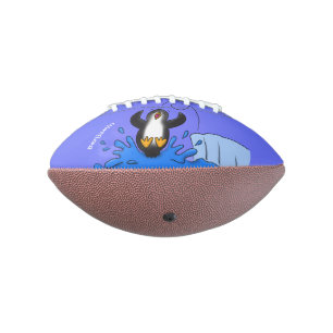 かわいいハッピージャンペンギン漫画イラストレーション アメリカンフットボール