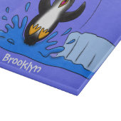 かわいいハッピージャンペンギン漫画イラストレーション カッティングボード (角)