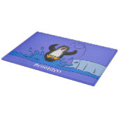 かわいいハッピージャンペンギン漫画イラストレーション カッティングボード (角)