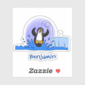 かわいいハッピージャンペンギン漫画イラストレーション シール (シート)