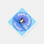 かわいいハッピージャンペンギン漫画イラストレーション スタンダードカクテルナプキン (角)