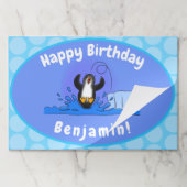 かわいいハッピージャンペンギン漫画イラストレーション ペーパーパッド (折り畳み)