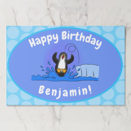 かわいいハッピージャンペンギン漫画イラストレーション ペーパーパッド (正面)