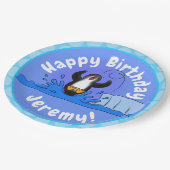 かわいいハッピージャンペンギン漫画イラストレーション ペーパープレート (アングル)