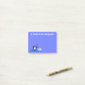 かわいいハッピージャンペンギン漫画イラストレーション ポストイット (デスク上)