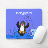 かわいいハッピージャンペンギン漫画イラストレーション マウスパッド (マウス)