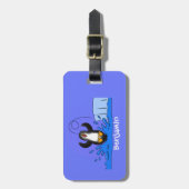 かわいいハッピージャンペンギン漫画イラストレーション ラゲッジタグ (正面縦)