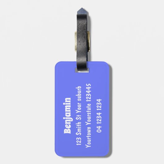 かわいいハッピージャンペンギン漫画イラストレーション ラゲッジタグ (裏面縦)