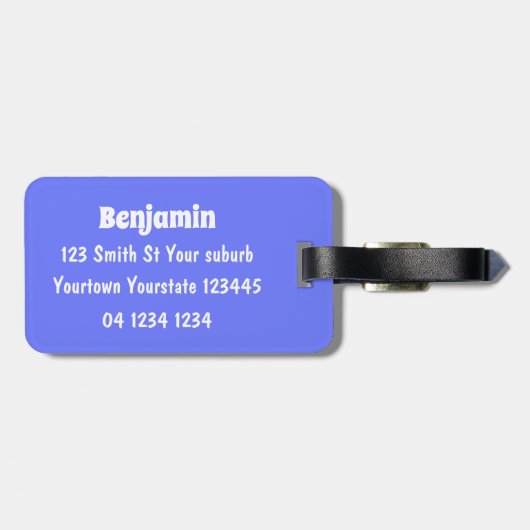 かわいいハッピージャンペンギン漫画イラストレーション ラゲッジタグ (裏面横)