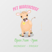 かわいいハッピージャージーの牛と花の漫画 ウィンドウサイン (シート)