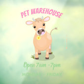 かわいいハッピージャージーの牛と花の漫画 ウィンドウサイン (シート3)