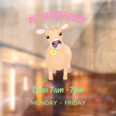 かわいいハッピージャージーの牛と花の漫画 ウィンドウサイン (シート2)