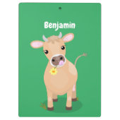 かわいいハッピージャージーの牛と花の漫画 クリップボード (裏面)