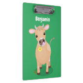 かわいいハッピージャージーの牛と花の漫画 クリップボード (右)