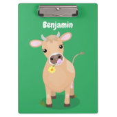 かわいいハッピージャージーの牛と花の漫画 クリップボード (正面)