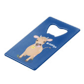 かわいいハッピージャージーの牛と花の漫画 クレジットカード栓抜き (裏面アングル)