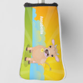 かわいいハッピージャージーの牛と花の漫画 ゴルフヘッドカバー (回転90)