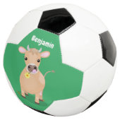 かわいいハッピージャージーの牛と花の漫画 サッカーボール (3/4)