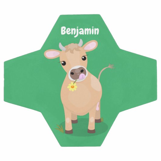 かわいいハッピージャージーの牛と花の漫画 サッカーボール (フラット)