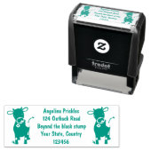 かわいいハッピージャージーの牛と花の漫画 セルフインキングスタンプ (インサイチュ)