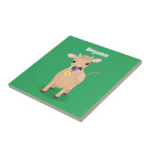 かわいいハッピージャージーの牛と花の漫画 タイル (側面)