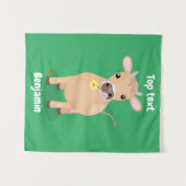 かわいいハッピージャージーの牛と花の漫画 タペストリー (正面(横))