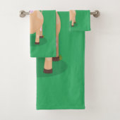 かわいいハッピージャージーの牛と花の漫画 バスタオルセット (インサイチュ)