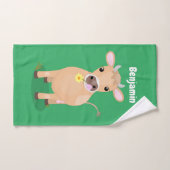 かわいいハッピージャージーの牛と花の漫画 バスタオルセット (ハンドタオル)