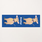 かわいいハッピージャージーの牛と花の漫画 ヨガマット (裏面(横))