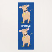 かわいいハッピージャージーの牛と花の漫画 ヨガマット (裏面)