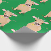 かわいいハッピージャージーの牛と花の漫画 ラッピングペーパー (角)