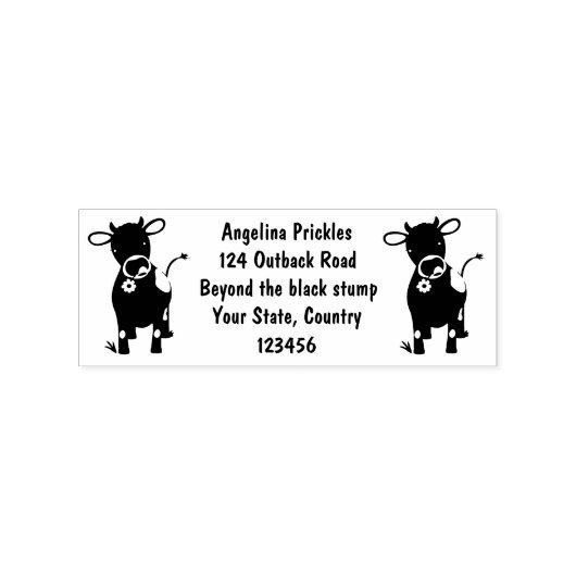 かわいいハッピージャージーの牛と花の漫画 ラバースタンプ (インプリント)