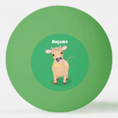 かわいいハッピージャージーの牛と花の漫画 卓球ボール (裏面)