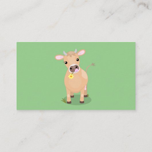 かわいいハッピージャージーの牛と花の漫画 名刺 (裏面)