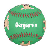 かわいいハッピージャージーの牛と花の漫画 野球ボール (裏面)