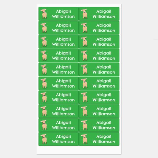 かわいいハッピージャージーの牛の漫画パーソナライズされた ラベル (シート)