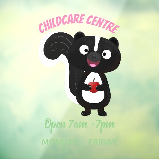 かわいいハッピースカンクアニメイラストレーション ウィンドウサイン (シート3)