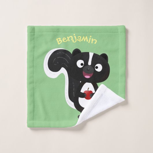 かわいいハッピースカンクアニメイラストレーション バスタオルセット (ウォッシュタオル)