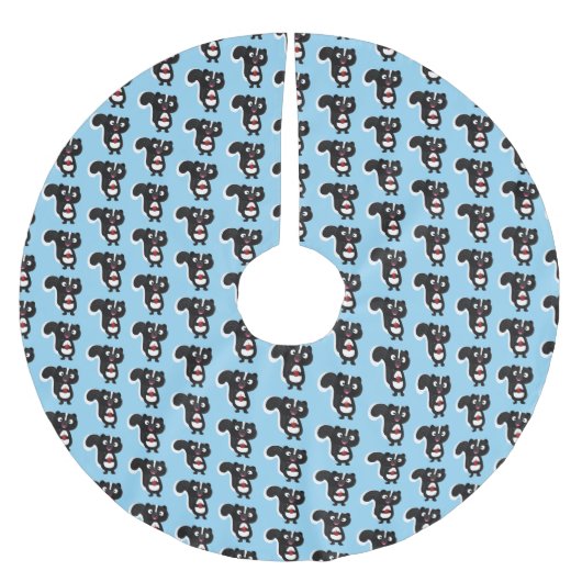 かわいいハッピースカンクアニメイラストレーション ブラッシュドポリエステルツリースカート (正面)