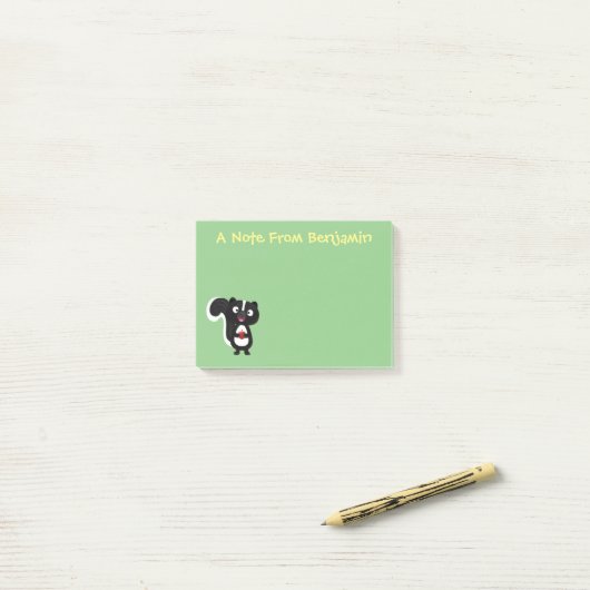 かわいいハッピースカンクアニメイラストレーション ポストイット (デスク上)