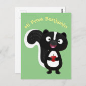 かわいいハッピースカンクアニメイラストレーション ポストカード (正面/裏面)