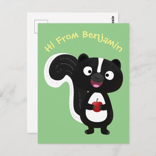 かわいいハッピースカンクアニメイラストレーション ポストカード (正面/裏面)