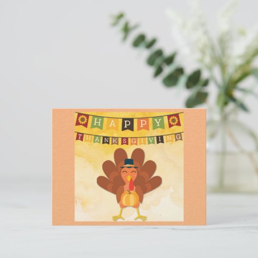 かわいいハッピースターンズギブィングカートゥーントリッキー ポストカード (スタンド正面)