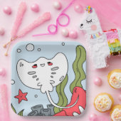 かわいいハッピースティングレイアートを海の下にパーティー ペーパープレート (パーティー)