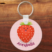 かわいいハッピーストロベリーアニメイラストレーション キーホルダー (正面)