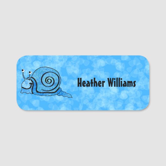 かわいいハッピースネイル絞り染めブルーシェルオンアクア 名札 (正面)