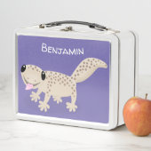 かわいいハッピースポッテッドタンgecko漫画イラストレーション メタルランチボックス (インサイチュ)